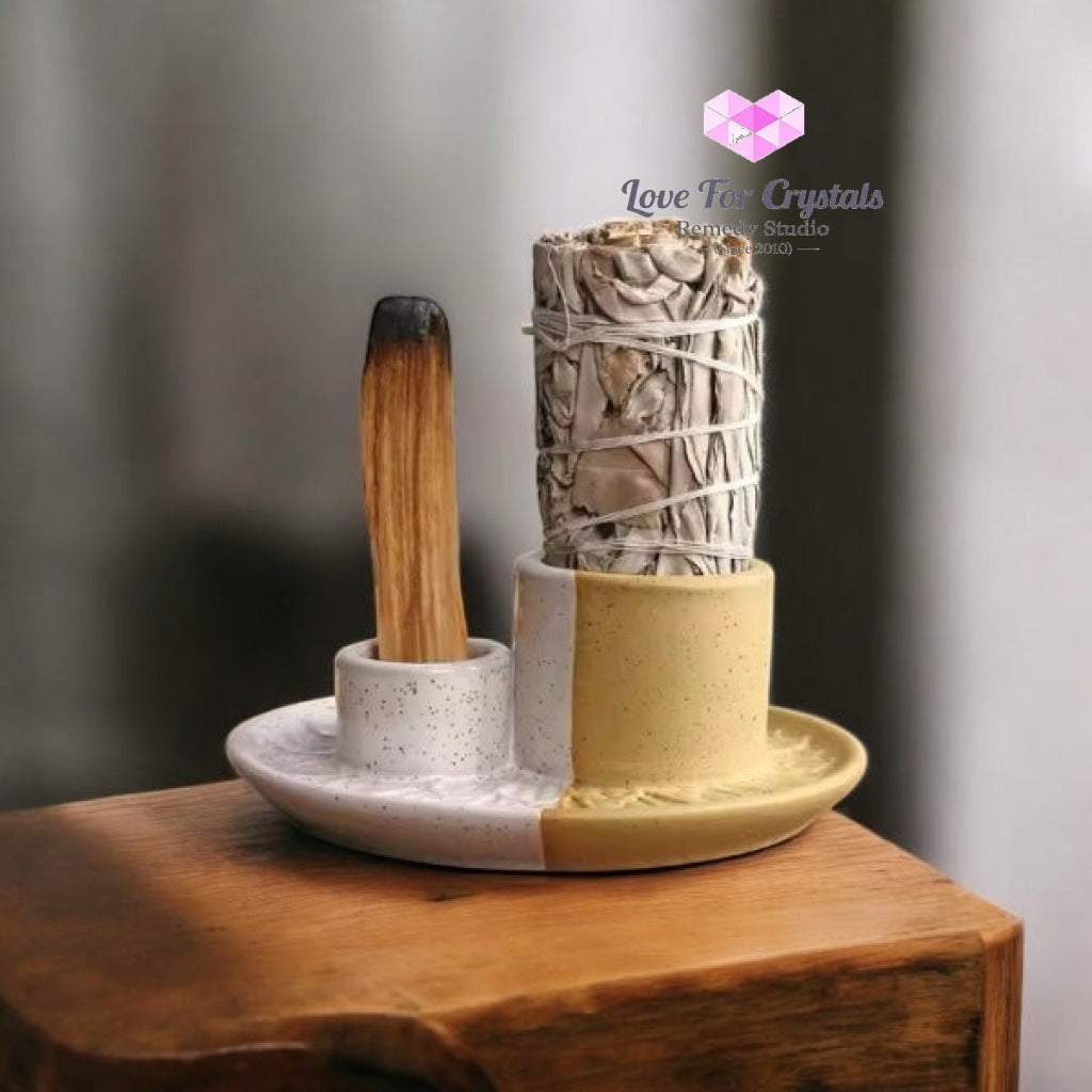 Encoded Sacred Ceramic Dish Sets 13cmx5cm (Lightline Essentials) Holder Incense