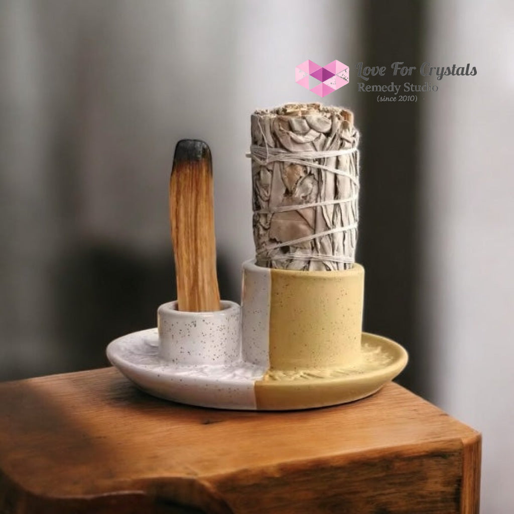 Encoded Sacred Ceramic Dish Sets 13cmx5cm (Lightline Essentials) Holder Incense