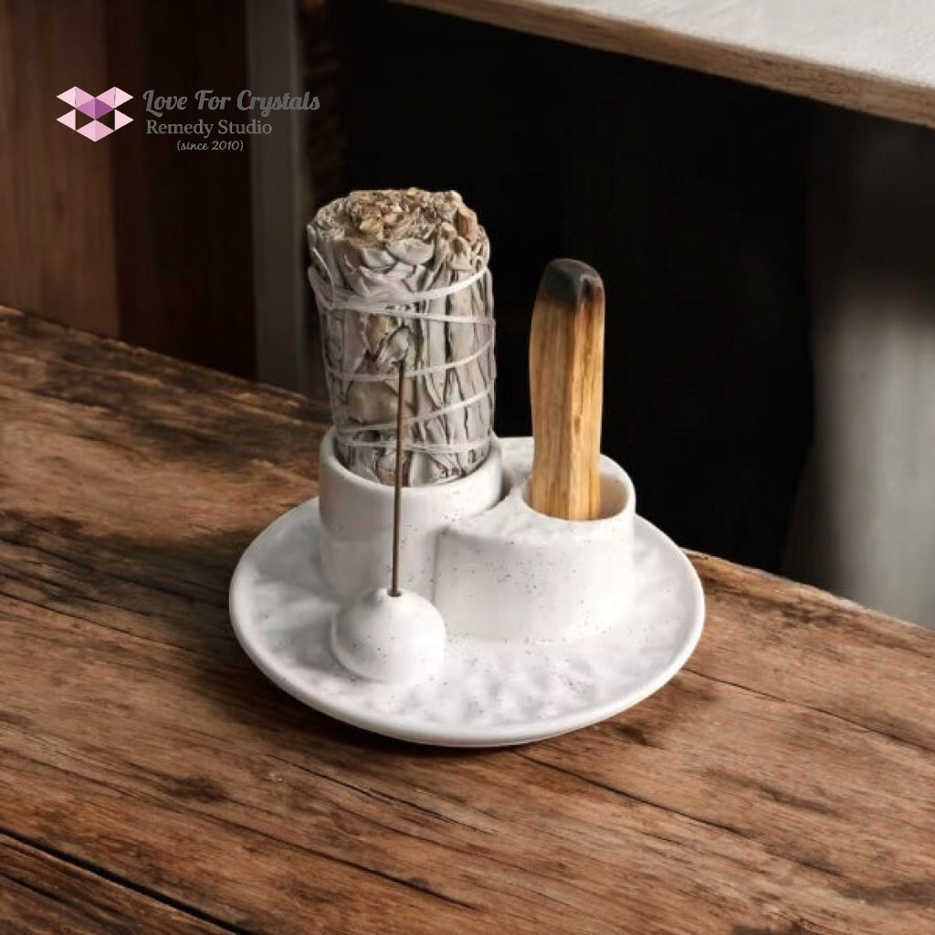 Encoded Sacred Ceramic Dish Sets 13cmx5cm (Lightline Essentials) Holder Incense