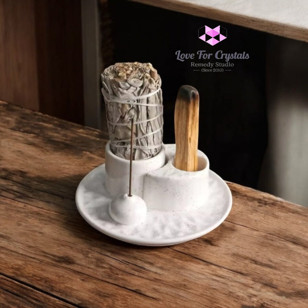 Encoded Sacred Ceramic Dish Sets 13cmx5cm (Lightline Essentials) Holder Incense