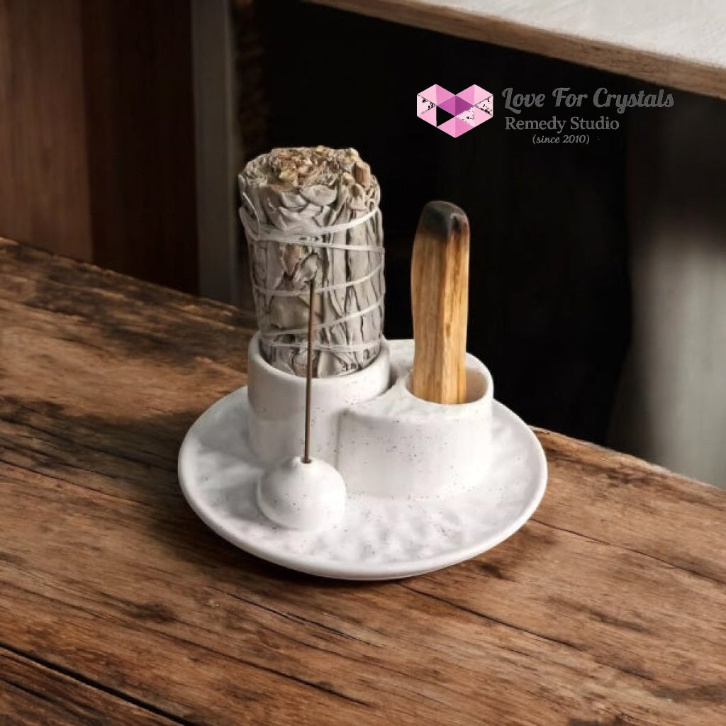 Encoded Sacred Ceramic Dish Sets 13cmx5cm (Lightline Essentials) Holder Incense