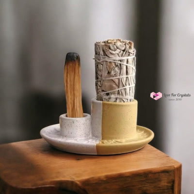 Encoded Sacred Ceramic Dish Sets 13cmx5cm (Lightline Essentials) Holder Incense