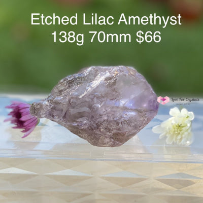 Etched Lilac Amethyst (Rare) Brazil 138G 70Mm Raw Stones