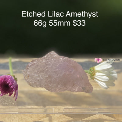 Etched Lilac Amethyst (Rare) Brazil 66G 55Mm Raw Stones
