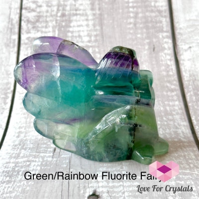 Fairy Crystal Statues Green/Rainbow Fluorite 80Mm Carving