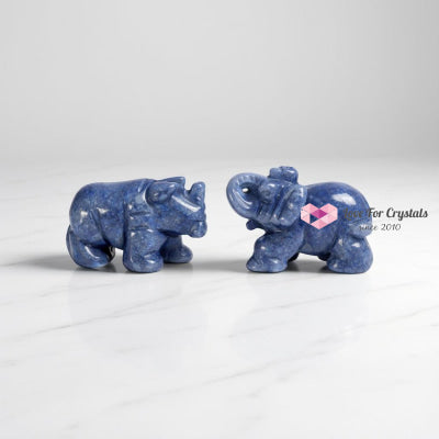 Feng Shui Blue Quartz Rhino & Elephant 2” (Per Pair) anti-scam anti-theft Random Pair (2”) Aventurine
