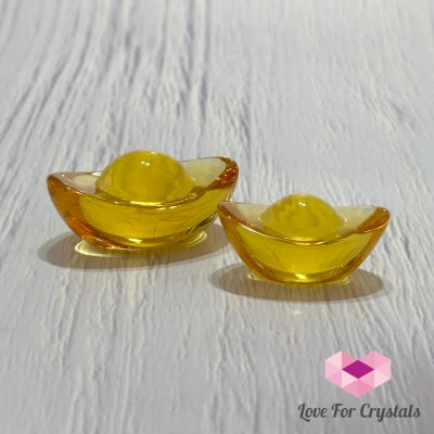 Feng Shui Golden Ingot Charm (Luili Glass) 4Cm Per Piece