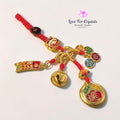 Five Blessings Prosperity Charm with Red String (10cm Alloy) - 10cm - Keychain