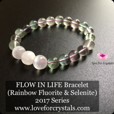 Flow In Life Bracelet (Rainbow Fluorite & Selenite) Bracelets Bangles
