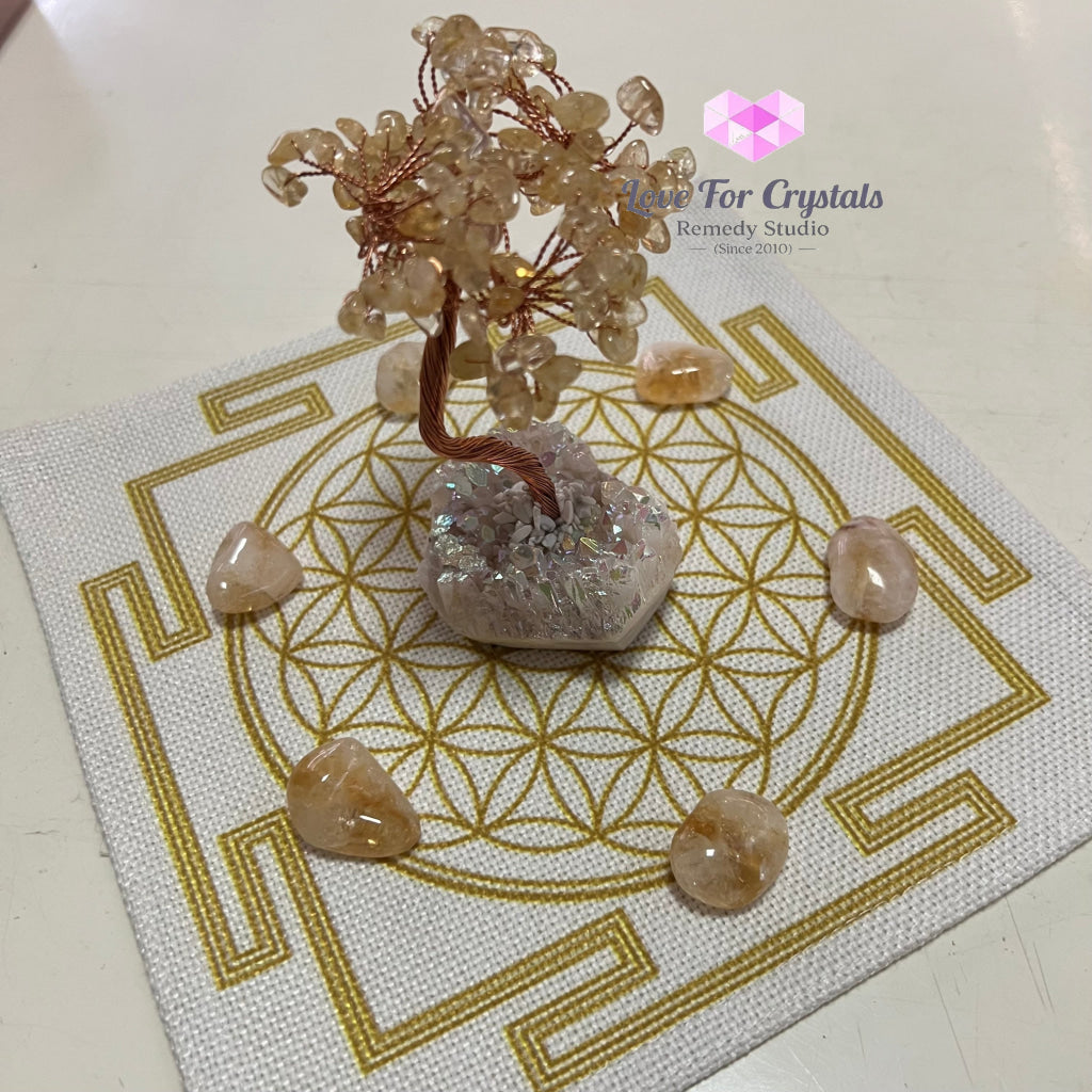 Flower of Life Grid Cloth - Sacred Geometry Flower of Life on Cream Canvas (20cm) Metaphysical tool