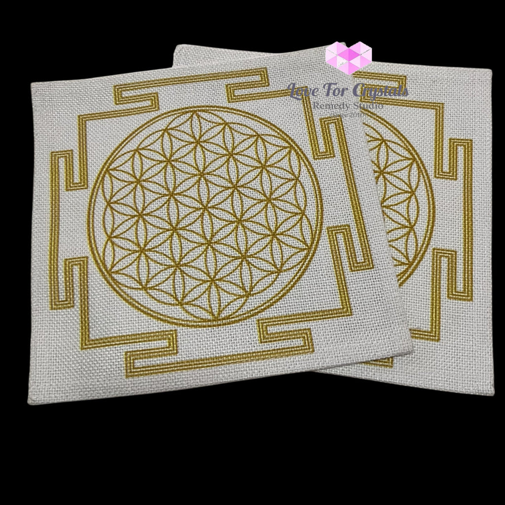 Flower of Life Grid Cloth - Sacred Geometry Flower of Life on Cream Canvas (20cm) Metaphysical tool