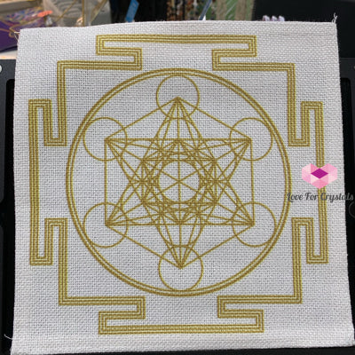 Flower Of Life/metatrons Cube Grid Cloth (45Cm Square) Metatrons On Cream Canvas (20Cm) Metaphysical