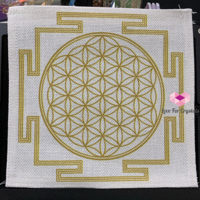 Flower Of Life/metatrons Cube Grid Cloth (45Cm Square) Life On Cream Canvas (20Cm) Metaphysical Tool