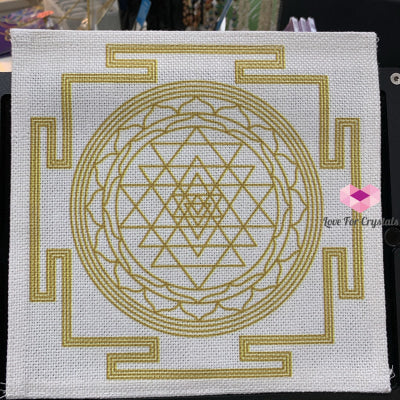 Flower Of Life/metatrons Cube Grid Cloth (45Cm Square) Sri Yantra On Cream Canvas (20Cm)