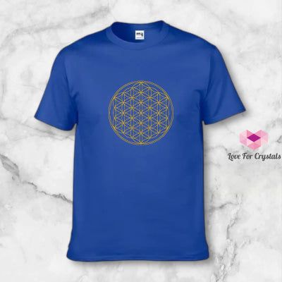 Flower of Life (Sacred Geometry Series) by Fort M Treasures Golden on Navy Blue / M