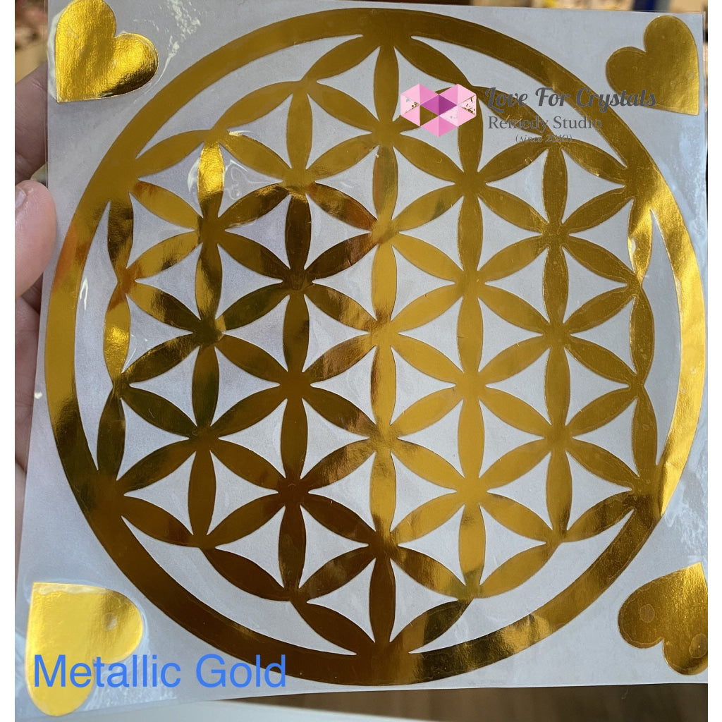 Flower Of Life/ Sri Yantra Vinyl Sticker 14.5Cm Life Metallic Gold Metaphysical Tool