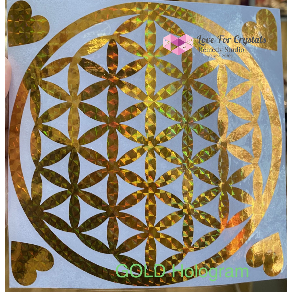 Flower Of Life/ Sri Yantra Vinyl Sticker 14.5Cm Life Gold Hologram Metaphysical Tool