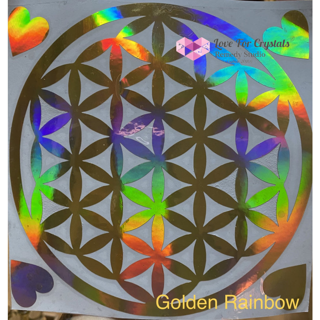 Flower Of Life/ Sri Yantra Vinyl Sticker 14.5Cm Life Golden Rainbow Metaphysical Tool