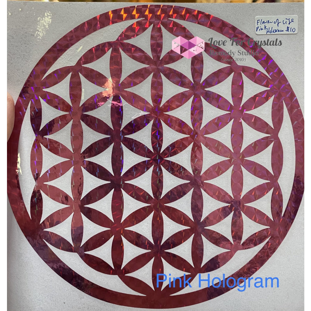Flower Of Life/ Sri Yantra Vinyl Sticker 14.5Cm Life Pink Hologram Metaphysical Tool