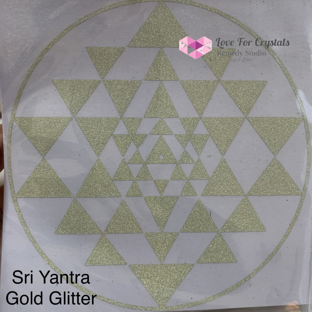 Flower Of Life/ Sri Yantra Vinyl Sticker 14.5Cm Gold Glitter Metaphysical Tool