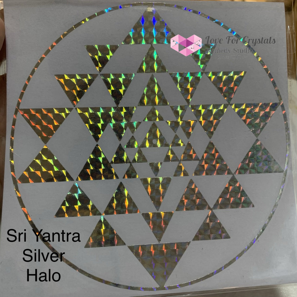 Flower Of Life/ Sri Yantra Vinyl Sticker 14.5Cm Silver Halo Metaphysical Tool
