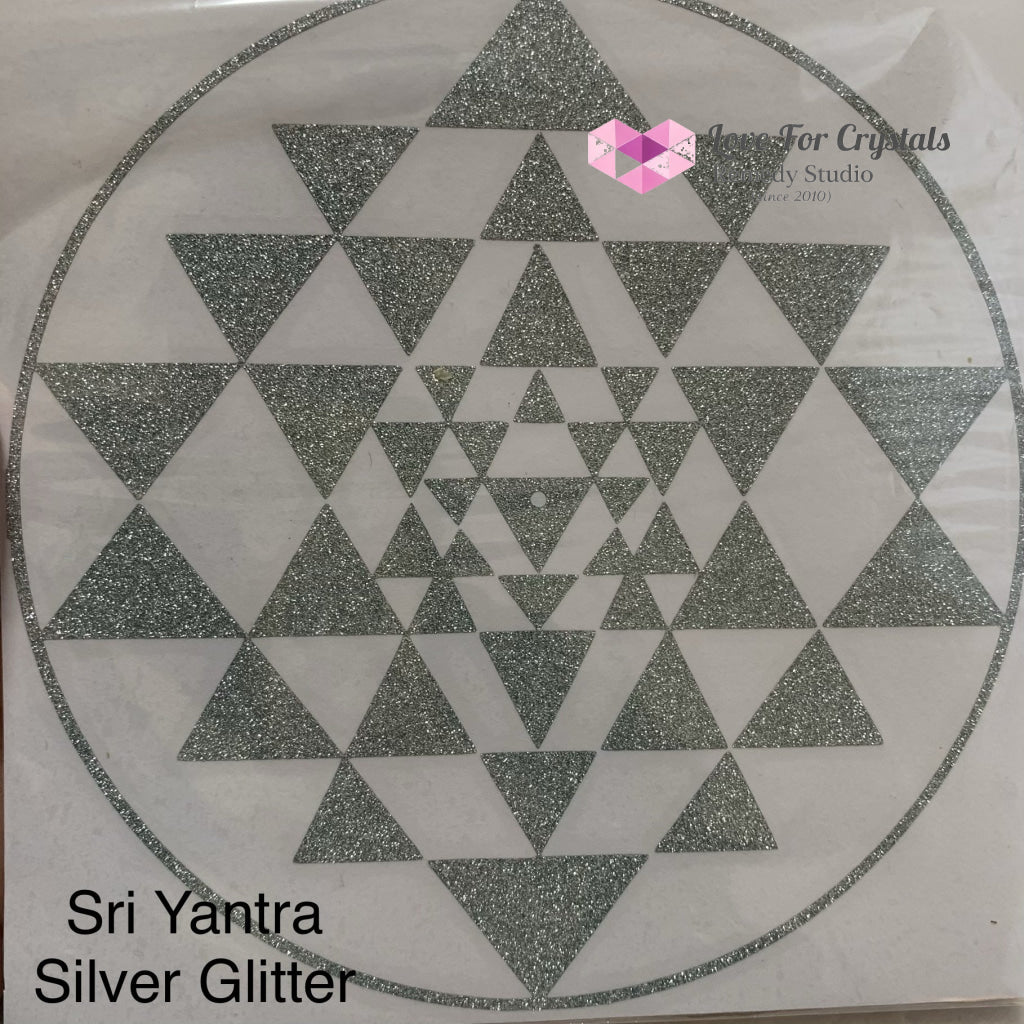 Flower Of Life/ Sri Yantra Vinyl Sticker 14.5Cm Silver Glitter Metaphysical Tool