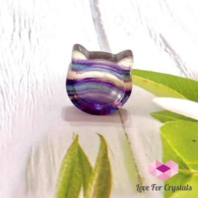 Fluorite 26Mm Mini Bowl (Assorted) Cat Carved Crystals