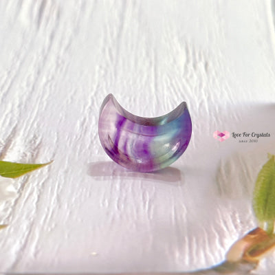 Fluorite 26Mm Mini Bowl (Assorted) Moon Carved Crystals