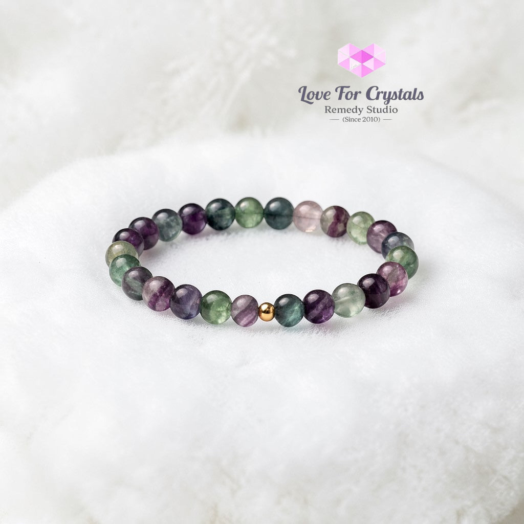 Fluorite Flow in Life 6mm Bracelet with 14k gold filled bead Bracelets & Bangles