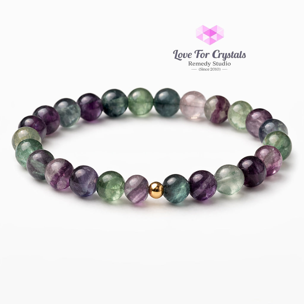 Fluorite Flow in Life 6mm Bracelet with 14k gold filled bead Bracelets & Bangles