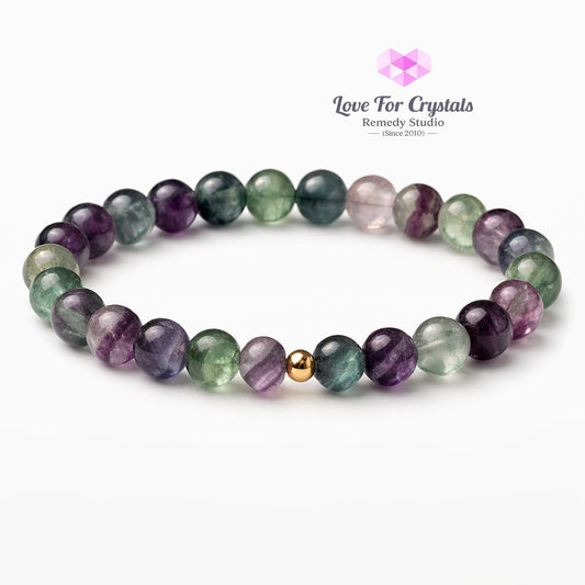 Fluorite Flow in Life 6mm Bracelet with 14k gold filled bead Bracelets & Bangles