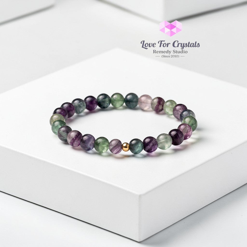 Fluorite Flow in Life 6mm Bracelet with 14k gold filled bead Bracelets & Bangles