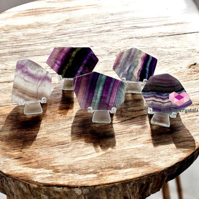 Fluorite Mini Slab with Stand 50-70mm (Frequency of Mental Clarity) Pre-Coded & Activated Fluorite