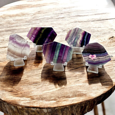 Fluorite Mini Slab with Stand 50-70mm (Frequency of Mental Clarity) Pre-Coded & Activated Fluorite