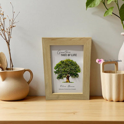 Gemstone Chips Tree of Life Frame 18cm x13cm(Pre-coded & activated) Olive Green Quartz Frame