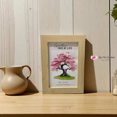 Gemstone Chips Tree of Life Frame 18cm x13cm(Pre-coded & activated) Rose Quartz Frame