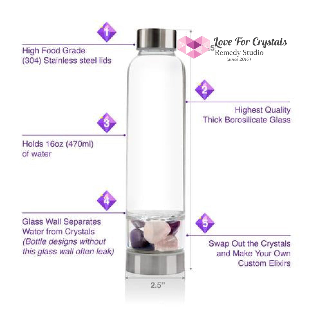 Glass Water Bottle For Crystal Infusion