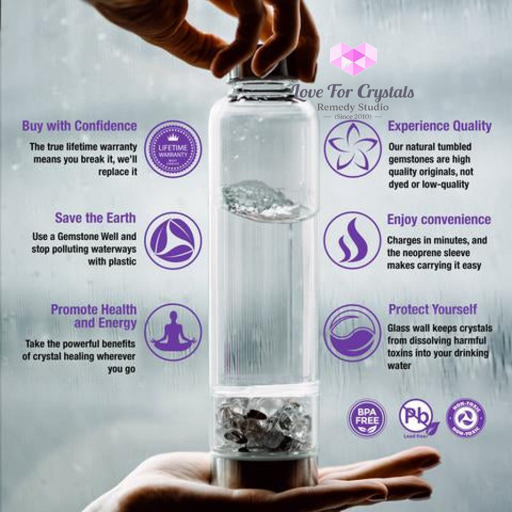 Glass Water Bottle For Crystal Infusion