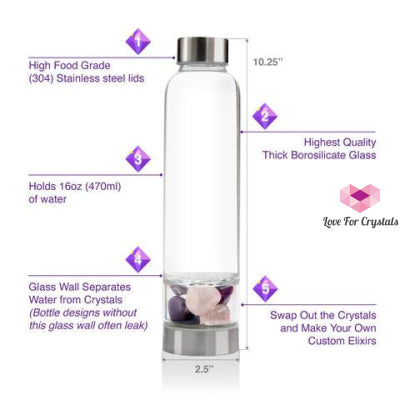 Glass Water Bottle For Crystal Infusion