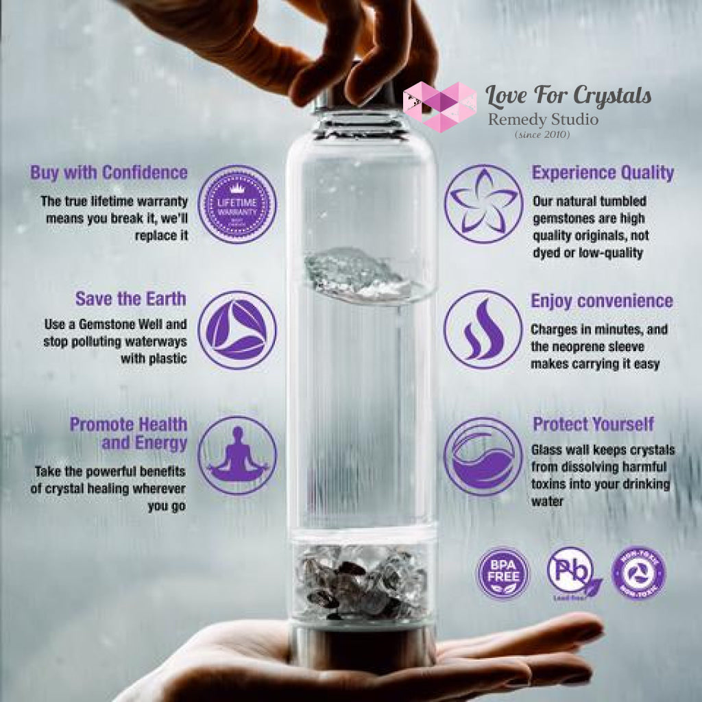 Glass Water Bottle For Crystal Infusion