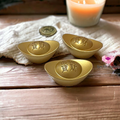 Gold Alloy Ingot For Wealth (40Mm) Pack Of 3 Feng Shui 2024