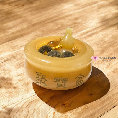 Golden Fortune Bowl Set (with Wu Lou Ingot Lucky Coins & High Grade Citrine Chips) Pre-coded & Activated by Audrey