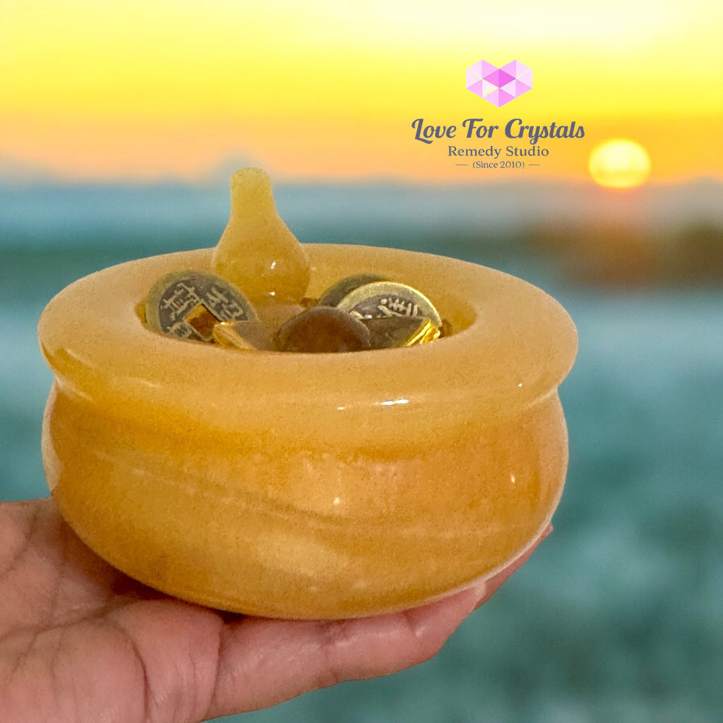 Golden Fortune Bowl Set (with Wu Lou Ingot Lucky Coins & High Grade Citrine Chips) Pre-coded & Activated by Audrey