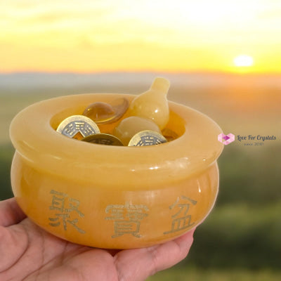 Golden Fortune Bowl Set (with Wu Lou Ingot Lucky Coins & High Grade Citrine Chips) Pre-coded & Activated by Audrey