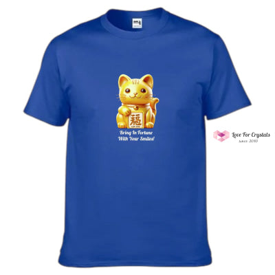 Golden Fortune Cat (Shirts of Fortune) by Fort M Treasures Navy Blue S
