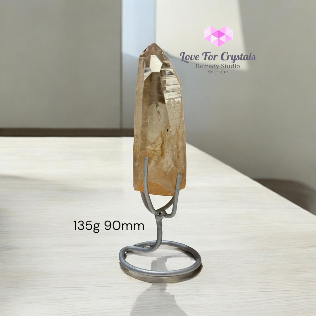 Golden Lemurian Raw Points with Stand – Brazil Encoded Light Tool AAA Grade 135g 90mm Lemurian Seed