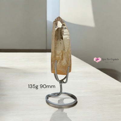 Golden Lemurian Raw Points with Stand – Brazil Encoded Light Tool AAA Grade 135g 90mm Lemurian Seed