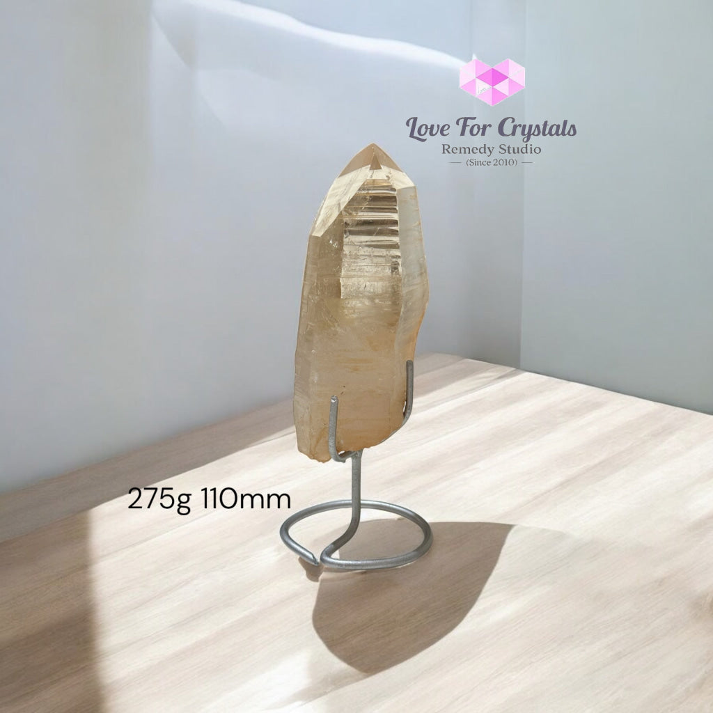 Golden Lemurian Raw Points with Stand – Brazil Encoded Light Tool AAA Grade 275g 110mm Lemurian Seed