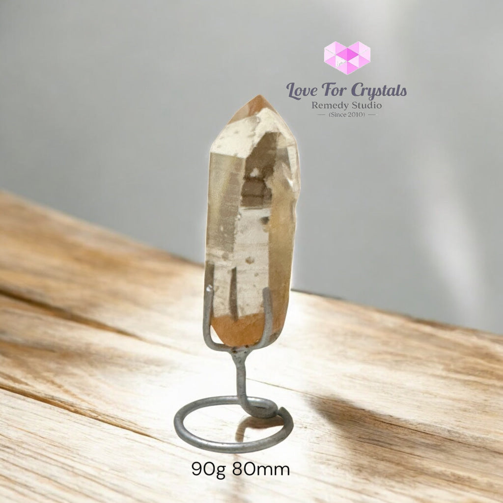 Golden Lemurian Raw Points with Stand – Brazil Encoded Light Tool AAA Grade 90g 80mm Lemurian Seed