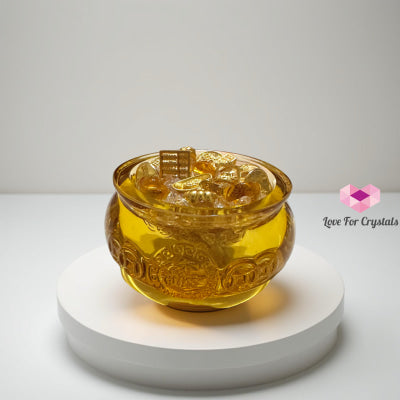 Golden Wealth Bowl (4cm Liuli Glass) Activated by Audrey 4cm Bowl with amulets & citrine chips Amulet